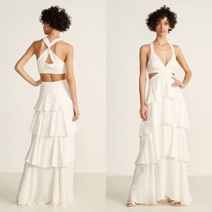 A.L.C lita twist back cut out tiered maxi dress